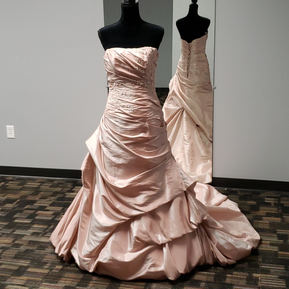 Maggie Sottero Blush Ball Gown with Draped Skirt